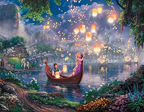 Ceaco - 4 in 1 Multipack - Thomas Kinkade - Disney Dreams Collection - Tangled, Mickey and Minnie Mouse, Dumbo, & The Little Mermaid - (4) 500 Piece Jigsaw Puzzles , Blue