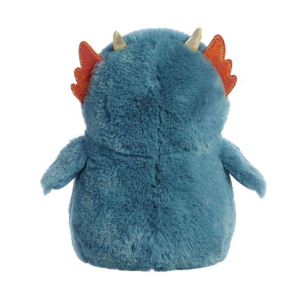Aurora® Playful Pompom Penguin™ Dragon Stuffed Animal - Vibrant Companions for Warm Cuddles - Perfect for Adults, Kids, and Birthdays - Blue 7 Inches
