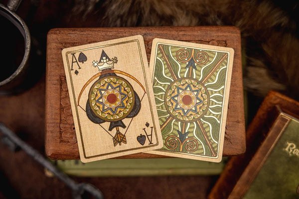 Kings Wild Project Robin Hood Luxury Playing Cards - Standard Edition, Poker Size, Custom Index, Hand‑Drawn Bayeux Tapestry‑Style Artwork