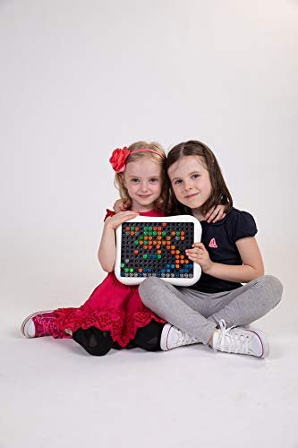 Quercetti: Peg Brite - Light-Up Image Toy, Create Mosaic Board Art, 120 Pegs & Bright LEDs, 12 Sample Pattern Templates, Free Play Designing, Kids 3+