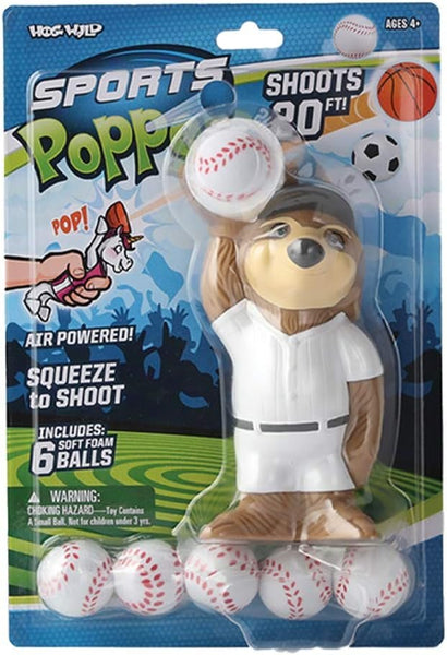 Hog Wild Sports Baseball Sloth Popper Toy - Shoot Foam Balls Up to 20 Feet - 6 Balls Included - Age 4+