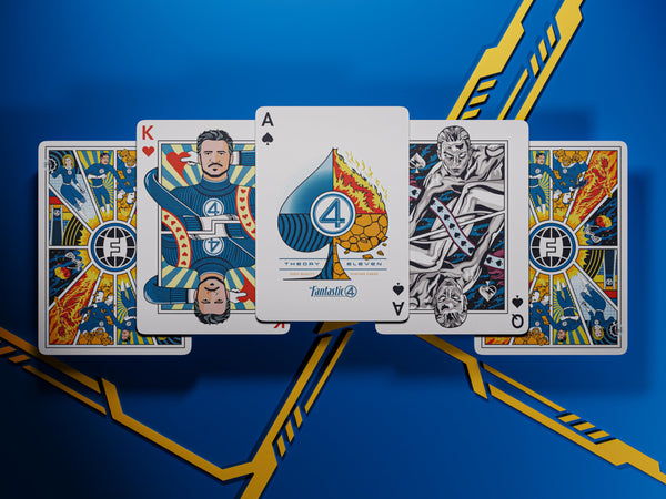 theory11 Marvel Fantastic Four Premium Playing Cards, Poker Size Standard Index, Retro Futuristic Design, Embossed Tuck Box, Luxury Collectible Deck