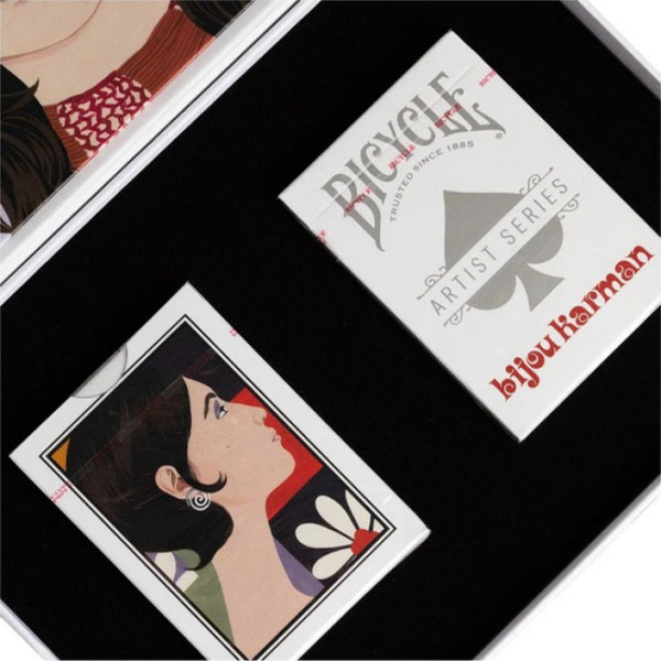 Bicycle Artist Series Bijou Karman Playing Cards Box Set, 2 Deck Collectible Poker Card Set with Book-Style Gift Box, Purple/Red