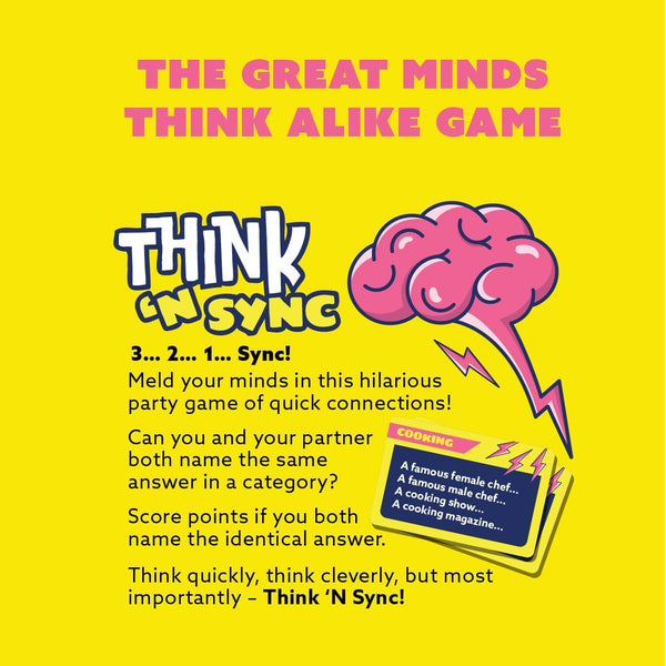 Gamewright - Party to Go - Think 'N Sync - The Great Minds Think Alike Game - 2-8 Players Age 10+