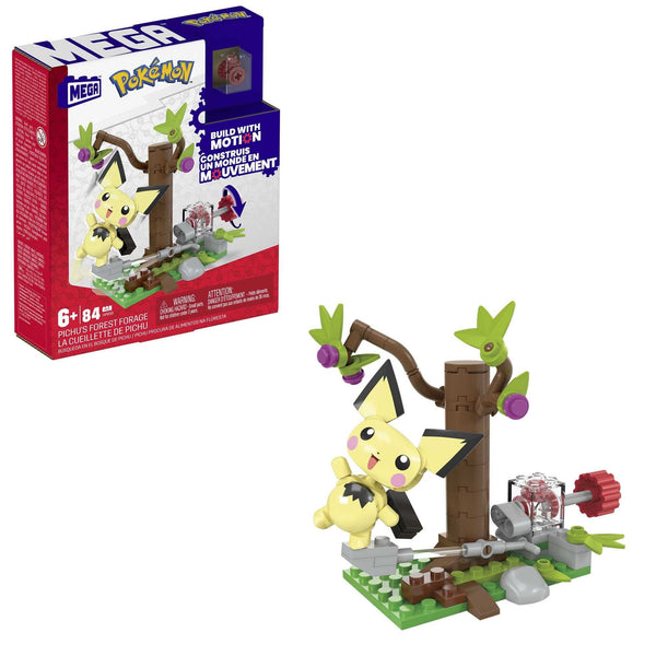 MEGA Pokémon Action Figure Building Toys Set, Pichu's Forest Forage with 84 Pieces, Motion and 1 Poseable and Buildable Character, Ages 6+