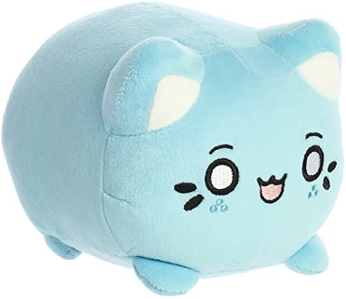 Aurora® Enchanting Tasty Peach® Marble Soda Meowchi Stuffed Animal - Bright & Colorful Design - Showpiece Plush - Blue 7 Inches