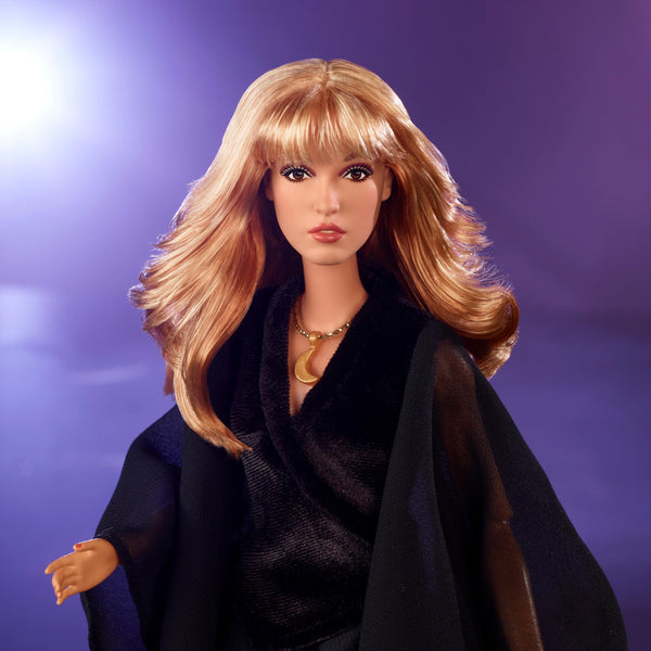 Barbie Music Series Doll, Stevie Nicks Collectible Wearing Velvety Black Dress with Tambourine Accessory & Doll Stand