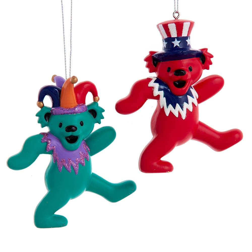 Kurt Adler Grateful Dead Dancing Bear with Hat Ornament 2 Assorted