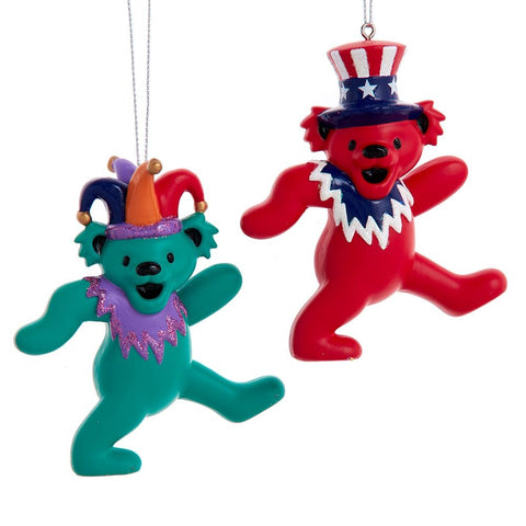 Kurt Adler Grateful Dead Dancing Bear with Hat Ornament 2 Assorted