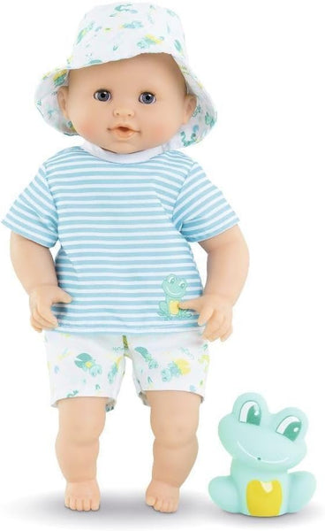 Corolle Bebe Bath Marin Baby Doll - 12" Soft-Body with Rubber Frog Toy, Safe for Water Play in Bathtub or Pool, Vanilla-Scented - for Kids sges 18 Months and up