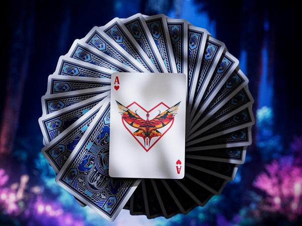 theory11 Avatar Premium Playing Cards, Poker Size Custom Index, Pearlescent Blue and Silver Foil Tuck Box