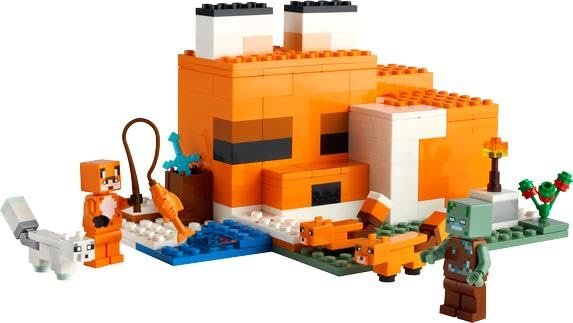 LEGO Minecraft The Fox Lodge House 21178 Animal Toys with Drowned Zombie Figure, Birthday Gift for Grandchildren, Kids, Boys and Girls Ages 8 and Up