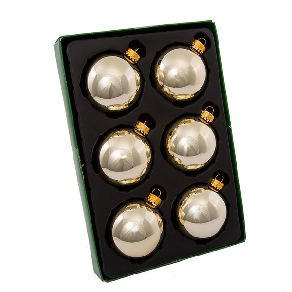 Kurt S. Adler 65MM Glass Shiny Gold Ball Ornaments, 6-Piece Box