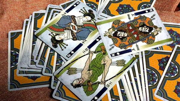 Kings Wild Project Ronin Playing Cards 4-Deck Set (Spades, Clubs, Diamonds, and Hearts Clans) - Standard Edition, Poker Size, Custom Index, Kuniyoshi-Inspired Samurai Artwork