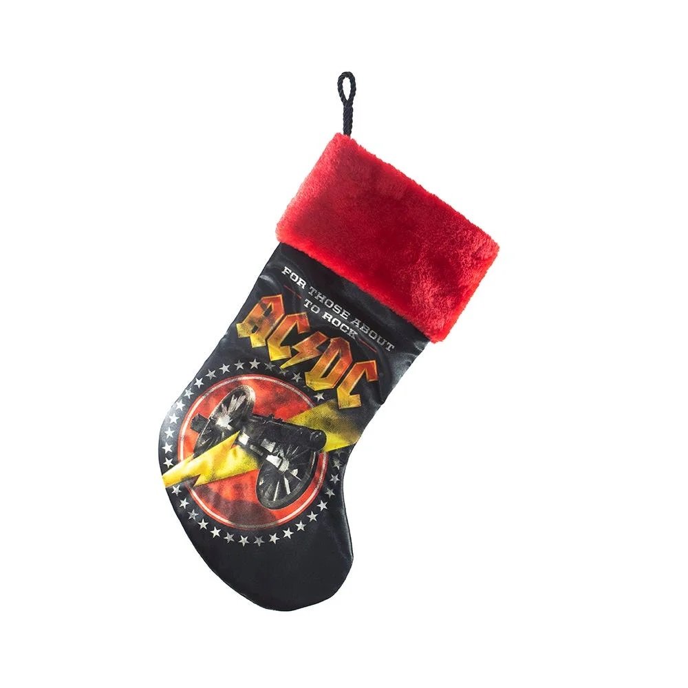 Kurt S. Adler AC/DC "For Those About To Rock" Christmas Stocking, Red and Black, 19 in