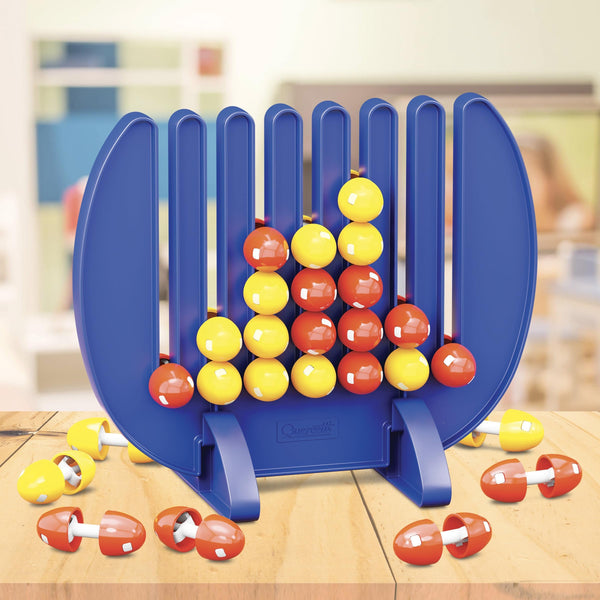 Quercetti Four Pegs – Classic 2-Player Four-in-a-Row Strategy Game, Includes 42 Colored Pegs & Grid, Family Board Game for Kids & Adults, Ages 4+