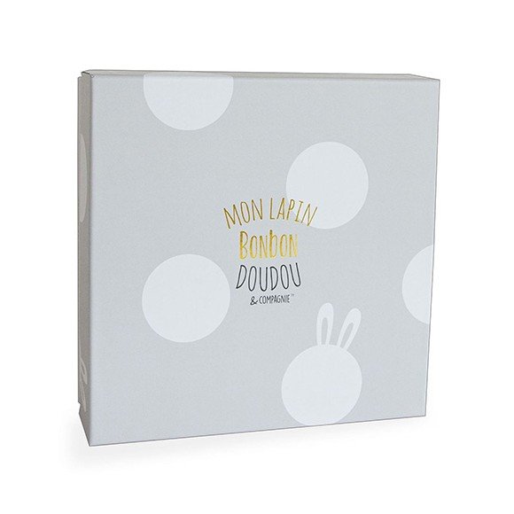 Doudou et Compagnie Tan “Candy Rabbit” Soft Toy DC2123 – Lapin Bonbon Baby Lovey Blanket Plush Pal in Gift Box