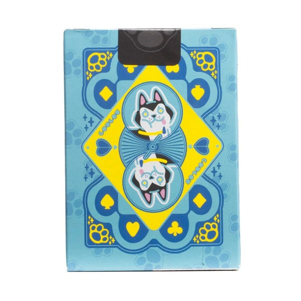 Bicycle Kawaii Dog Playing Cards – Cute Anime Husky Themed Deck with Custom Court Cards & Fluorescent UV Ink, Poker Size, Blue