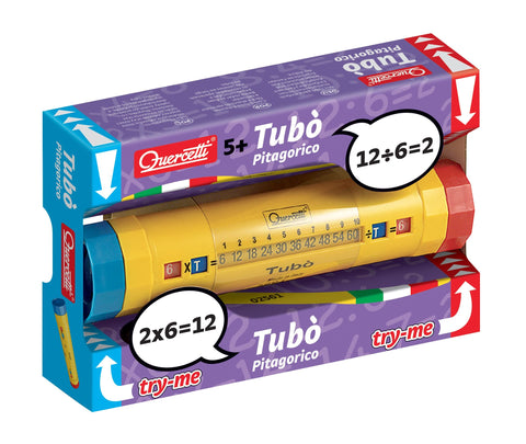 Quercetti Tubo Educational Toy for Learning Multiplication and Division Tables - Kids Practice and Learn Math Equations by Turning The Knobs - for Ages 5 Years and up