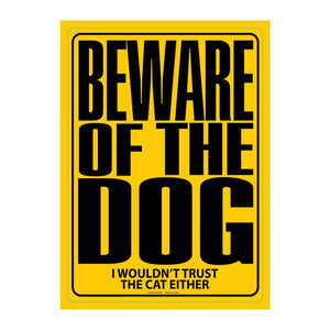 Beware of the Dog Metal Sign - Easy-to-Hang Wall Decor - Fun Tin Signs for Man Cave - Metal Dorm Room Decorations, Garage Signs, and Man Cave Signs