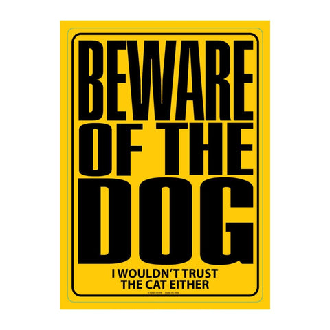 Beware of the Dog Metal Sign - Easy-to-Hang Wall Decor - Fun Tin Signs for Man Cave - Metal Dorm Room Decorations, Garage Signs, and Man Cave Signs