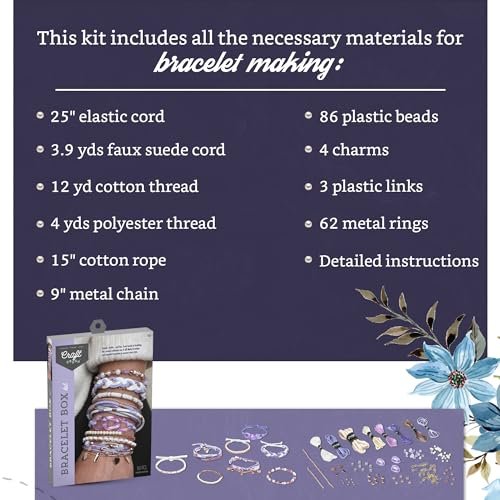 Craft Crush Bracelet Making Kit - Friendship Bracelet Kit, Jewelry Making Supplies, Friendship Bracelets, Bracelets for Teen Girls, Makes 8 Friendship Bracelets, Ages 13+