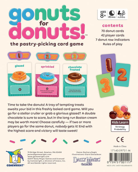 Gamewright - Go Nuts for Donuts - The Pastry-Picking Card Game, 96 months to 156 months