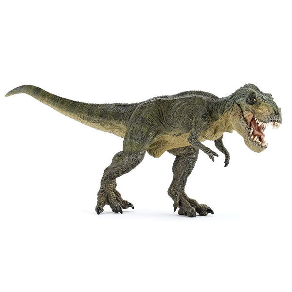 Papo Green Running T-Rex Dinosaur Figure - Realistic Hand-Painted PVC Tyrannosaurus Rex with Articulated Jaw (55027)