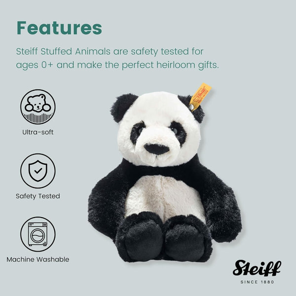 Steiff Ming Panda, Premium Panda Stuffed Animal, Panda Toys, Stuffed Teddy Bear, Teddy Bear Plush, Cute Plushies, Plushy Toy for Girls Boys and Kids, Soft Cuddly Friends (Black & White, 11")