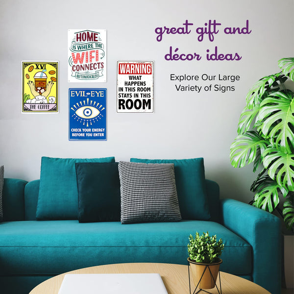 Warning Video Game in Progress - Easy-to-Hang Wall Decor - Fun Tin Signs for Man Cave & Dorm Room - Metal Garage & Man Cave Signs