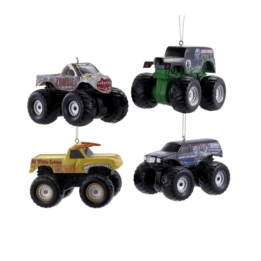 Kurt S. Adler Monster Jam® Blow Mold Ornaments 4-Pack – Officially Licensed Monster Jam Truck Holiday Ornaments (El Toro Loco | Crusader | Zombie | Grave Digger)