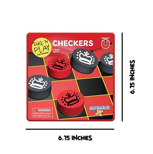 PlayMonster Take 'N Play Anywhere — Checkers — Magnetic Travel Game — Fun on The Go! — for Ages 4+