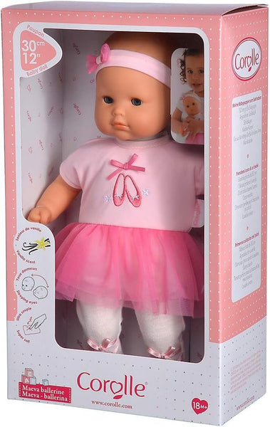 Corolle Bébé Calin Maeva Ballerina Baby Doll - 12" Soft Body Doll in Pink Tutu, Sleeping Eyes That Open and Close, Vanilla Scented, Mon Premier Poupon Collection for Ages 18 Months and up