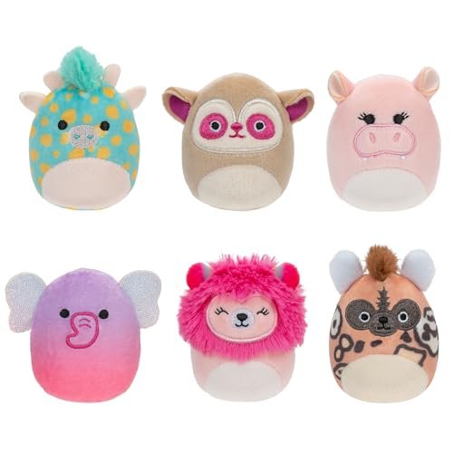 Squishville SQM0508 Safari Squad, Super Soft Mini Squishmallows, 5 cm Plush Figures, Pack of 6