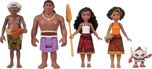 Mattel Disney Moana 2 Toys, Moana’s Canoe Crew Playset with 5 Small Dolls in Signature Outfits & 3 Accessories, Inspired by The Movie