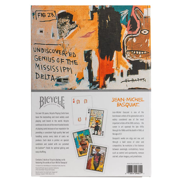 Bicycle Artist Series Jean-Michel Basquiat Playing Cards Box Set, 2 Deck Collectible Poker Card Set with Book-Style Gift Box, Red/Blue