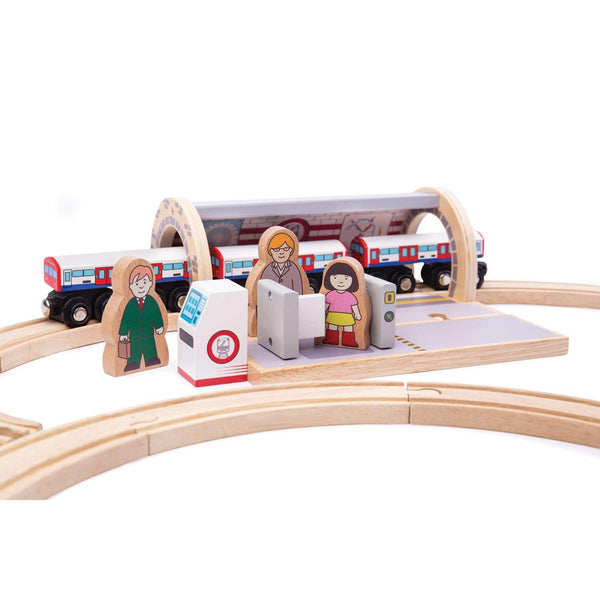 Bigjigs Rail Wooden Underground Train Station, Compatible with Other Major Train Sets & Wooden Railways