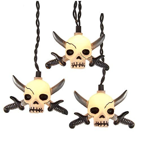 Kurt S. Adler 12' UL 10-Light Skull With Silver Sword Light Set