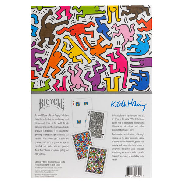 Bicycle Artist Series Keith Haring Playing Cards Box Set, 2 Deck Collectible Poker Card Set with Book-Style Gift Box, Red/Blue