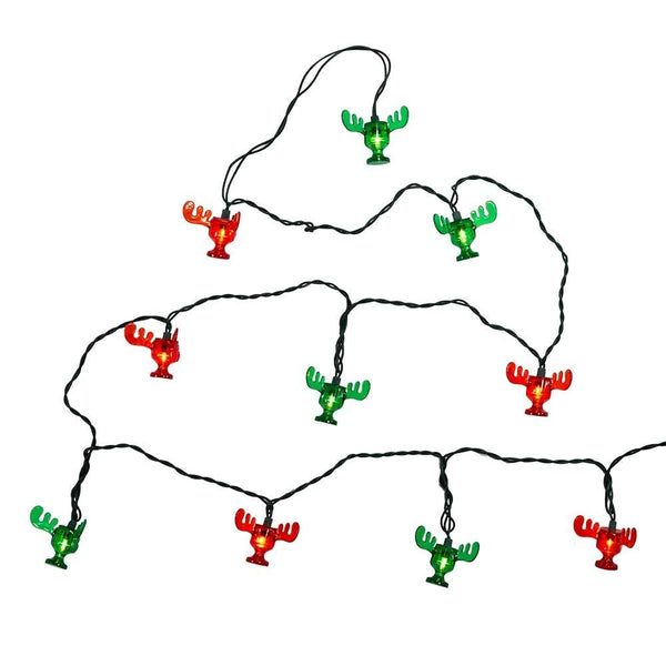 Kurt Adler Plastic 10-Light National Lampoon red and Green Wally World Moose Mug Light Set