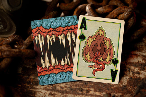 Kings Wild Project Overbite Blue Luxury Playing Cards, Standard Edition, Poker Size Custom Index Deck, Monster-Themed Collectible Cards
