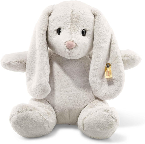 Steiff Hoppie Rabbit Premium Stuffed Animal Toy, Soft Cuddly Friends (Light Grey, 16")