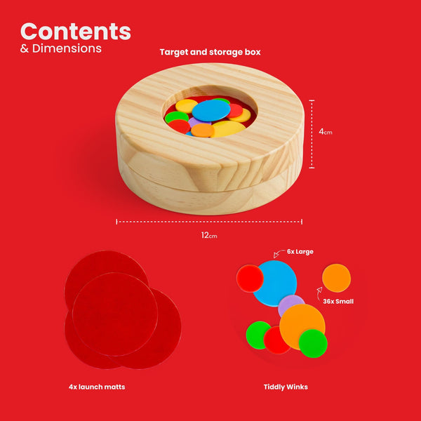 Bigjigs Toys Tiddly Winks Game, Wooden Toys, Board Games, Travel Games for Kids, Pocket Money Toys, Ages 3+