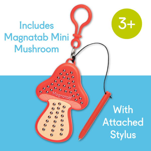 Magnatab Minis - Sensory Toys, Magnetic Drawing Tool, Toddler Writing Practice, Sensory Play, Fidget Toys, Stylus Included, Travel-Friendly, Ages 3+ - Mushroom