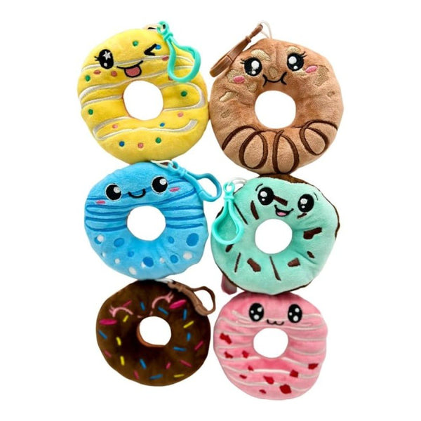 Kalan Baking Buddies Vanilla Bean Donut Scented Plush Bag Clip – Cute Clip-On Keychain, Soft Donut Plushie with Sweet Vanilla Aroma – Collectible Accessory for Kids & Teens