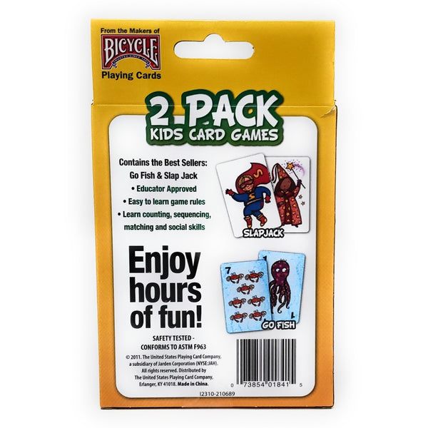 Bicycle Kids Card Games 2 Pack, Go Fish and Slap Jack, Family Card Games for Kids, 2+ Players, Ages 3+