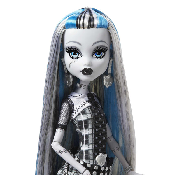 Monster High Doll, Frankie Stein in Black and White, Reel Drama Collector Doll, Doll-Size and Life-Size Posters, Horror Flick Theme, Toys and Gifts (HKN29)