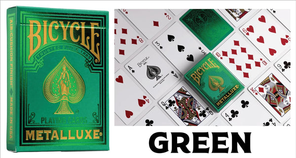 Bicycle Metalluxe Premium Playing Cards Collector's Bundle - Set of 6 Decks in Stunning Gold, Green, Red, Silver, Orange, and Blue Finishes