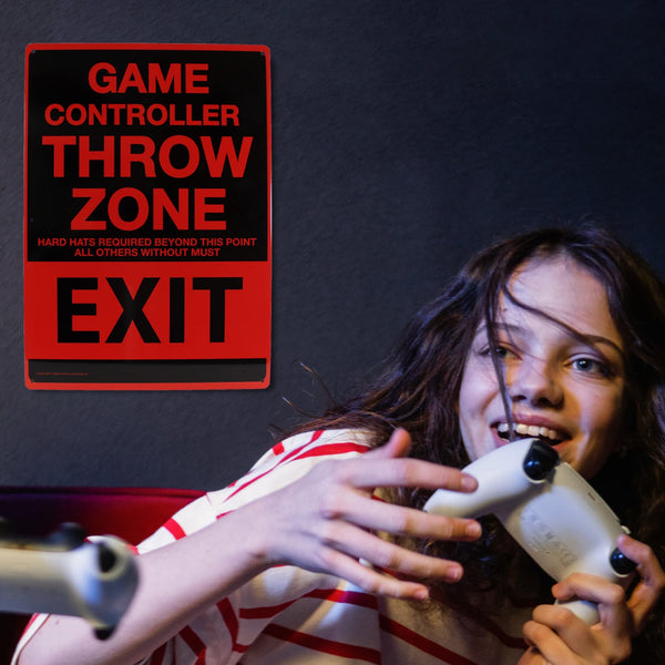 Game Controller Throw Zone Metal Sign - Easy-to-Hang Wall Decor - Fun Tin Signs for Man Cave - Metal Dorm Room Decorations, Garage Signs, and Man Cave Signs…