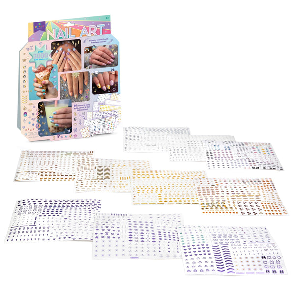 Craft-tastic — Nail Art — Over 3,000 Nail Stickers — Dinosaurs, Flowers, Butterflies, Geometric, Moon, Stars — for Ages 8+
